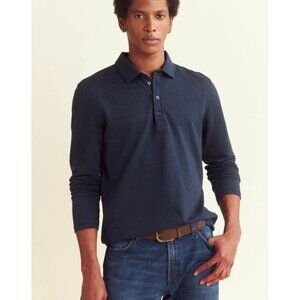 Billy Reid Mens Herringbone Formal Long sleeve Polo Shirt Black Size Medium